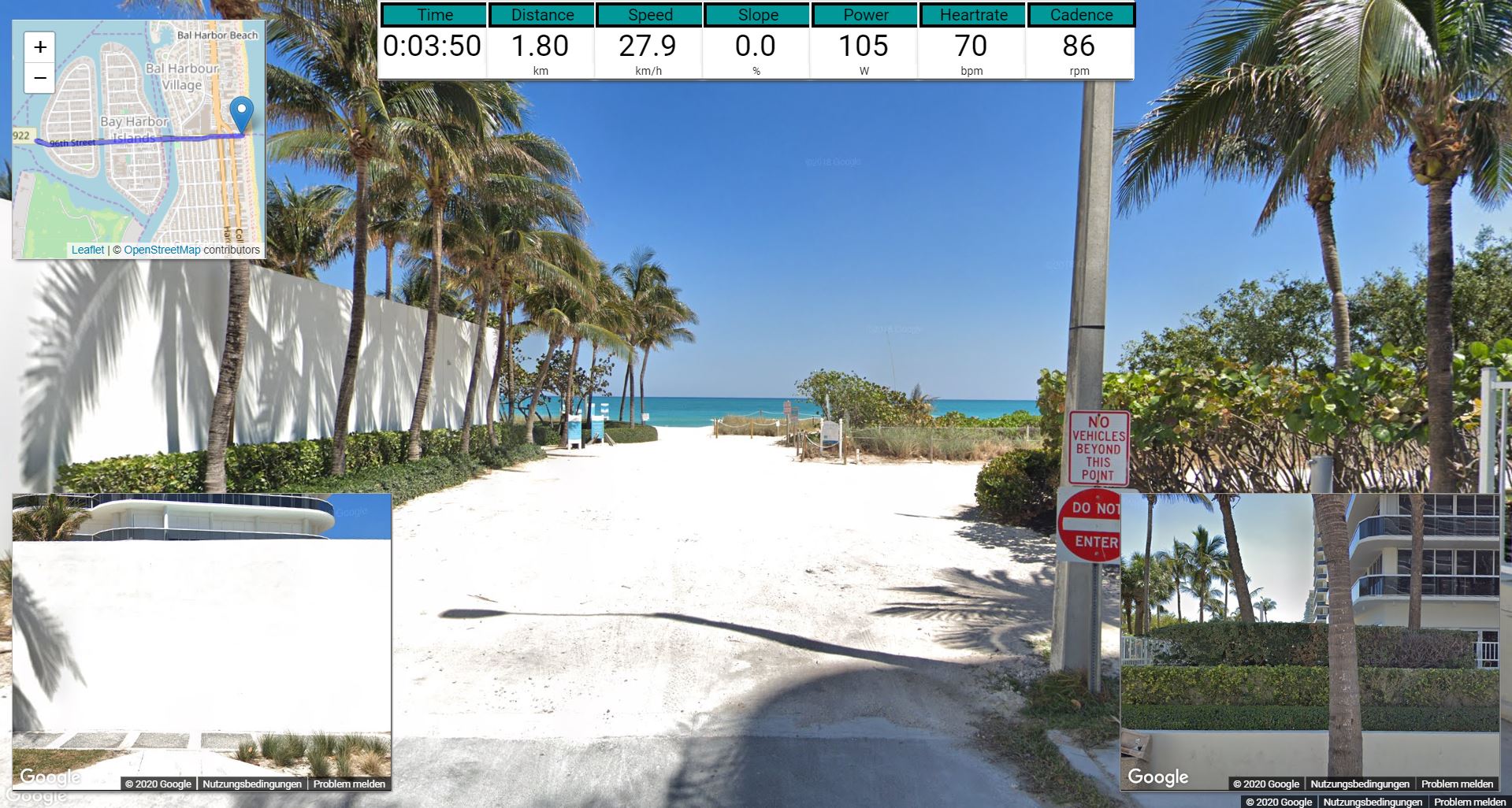 Riding Incyclist along Miami Beach in Street View